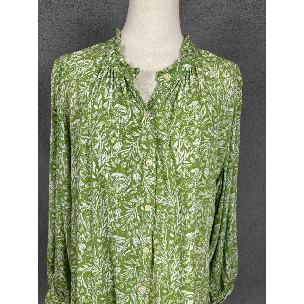 Style & Co Women's Plus Size (2X) Floral Printed Button-Front Blouse Green NWOTs - Picture 2 of 8